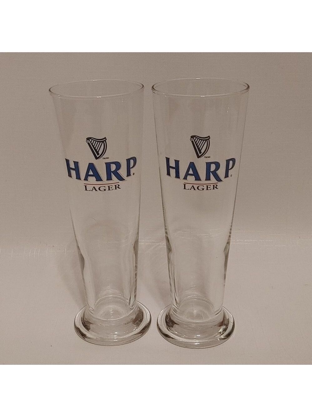 HARP Lager Glasses PAIR 8" Tall Beer Glass